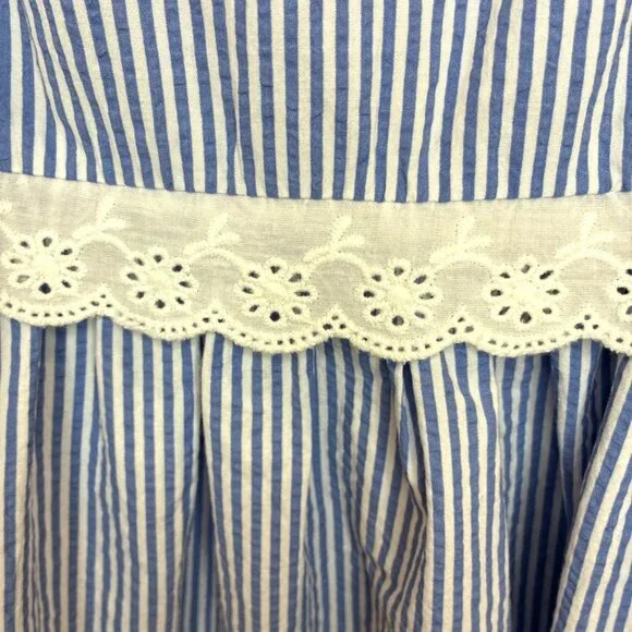 Forever 21 Mini Dress Sz M Coquette Y2K Milkmaid Lace Cottagecore Seersucker - Picture 6 of 10